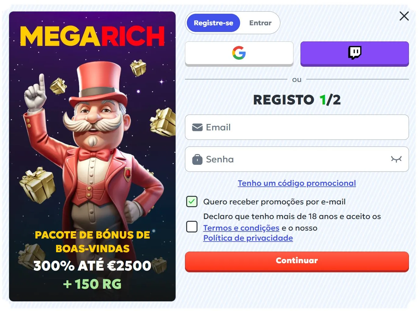 Megarich Registo