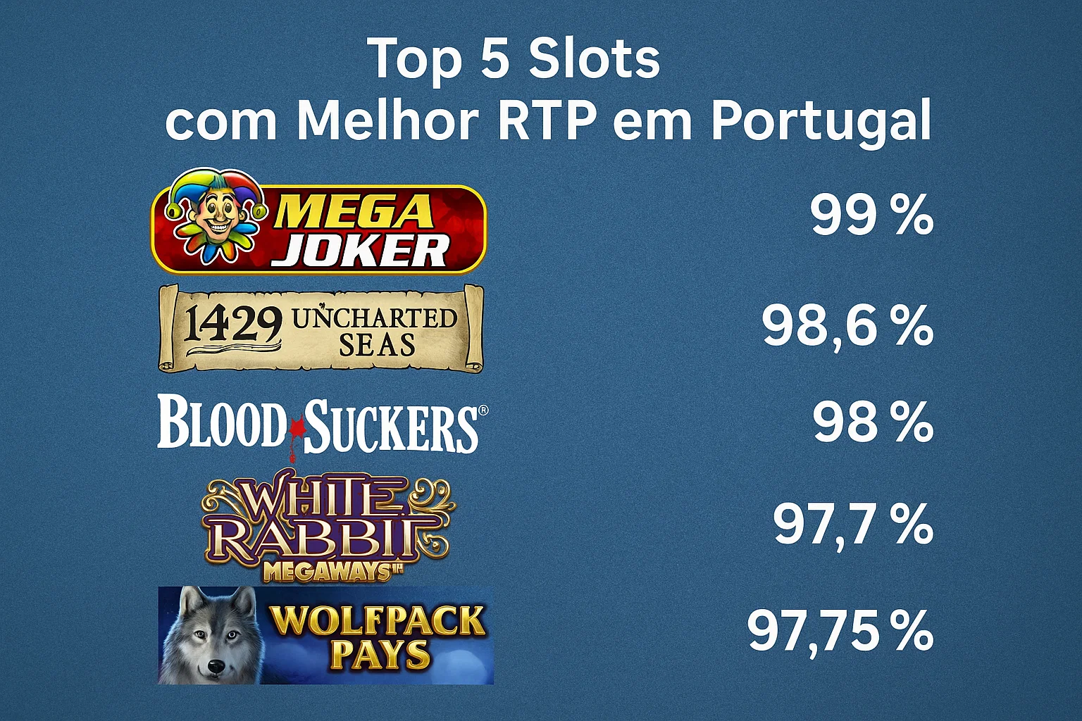 Top 5 Slots com Melhor RTP em Portugal